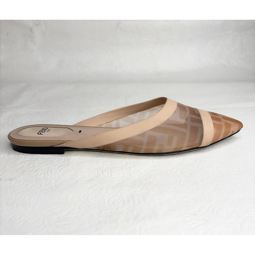 Fendi Colibrì FF Mesh Pointed-Toe Flat Mules Nude Leather‎ EU 36 / US 6 - Picture 2 of 8